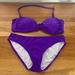 Women’s Jamaican Style Bikini Halter Top & Bikini Bottom In Purple Size Small